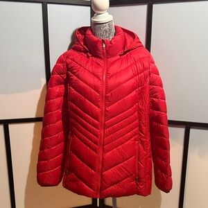 London Fog Women's Red Quilted Puffer Coat